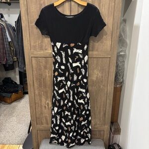 Monkey Wear Vintage Y2K MIDI Dress Empire Waist 90’s Novelty Print tie back